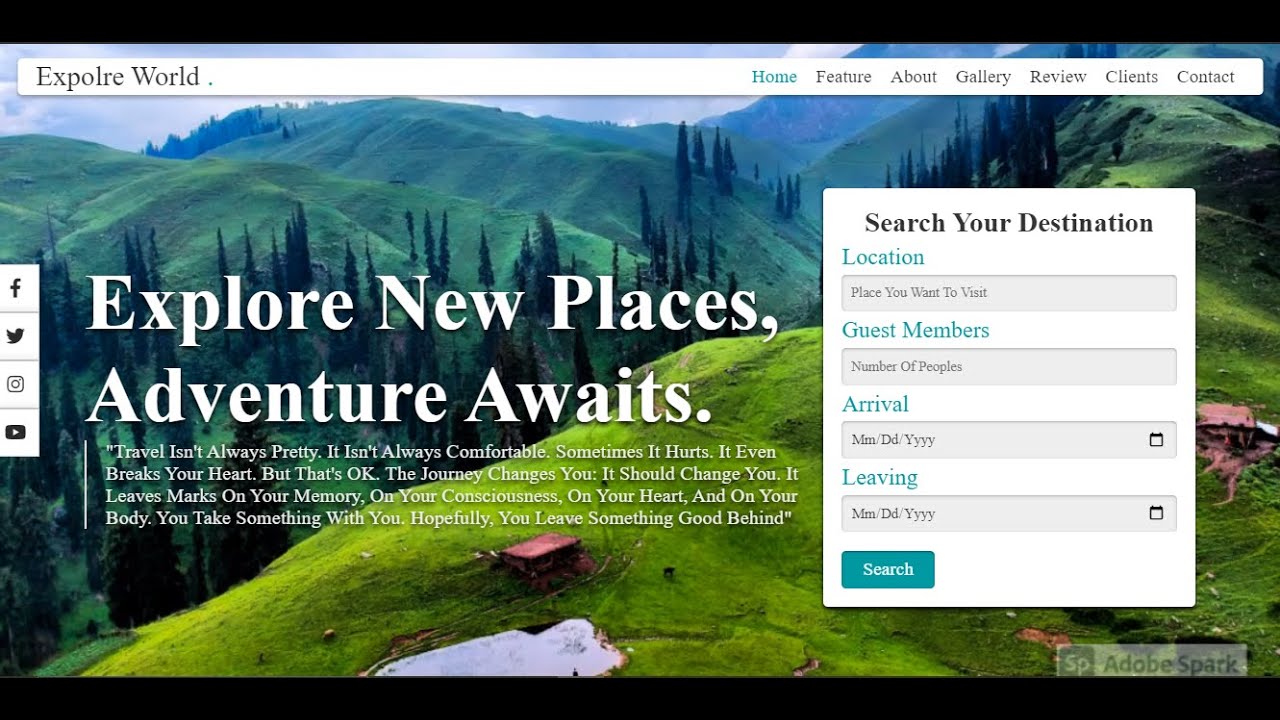 How to Create Tours and Travels Website Using HTML and CSS | Travel ...