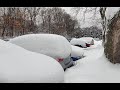 Car buried under 12 inch snow 🚙🧊| Cleaning car after fresh snow fall| Satisfying snow  | MA, USA