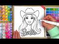 Relaxing Cowgirl Barbie Coloring 💙 | ASMR Calm Coloring
