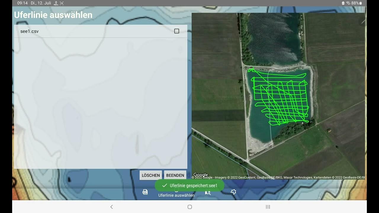 Tiefenkarte aus Deeper Tiefendaten mit Carppilot Pro Premium V4