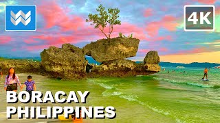 [4K] Sunset at White Beach Station 1 in Boracay Island Philippines 🇵🇭 Walking Tour & Travel Guide