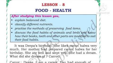 Food - Health Class 4 EVS full lesson explanation and textbook activities Karnataka state syllabus