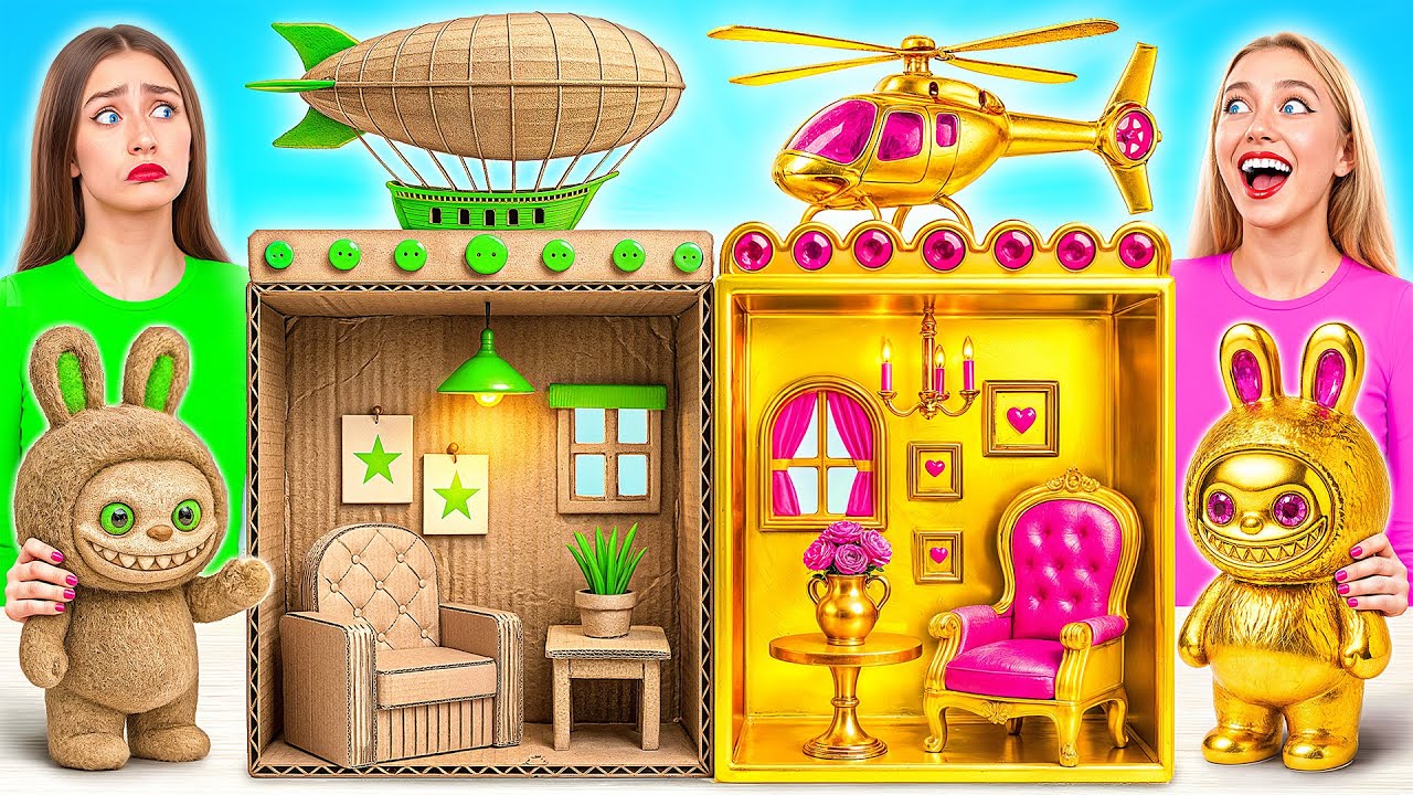 Строим Удивительный Кукольный Домик для Лабубу | Дорогой vs Дешевый Весёлые Идеи Для Декора
