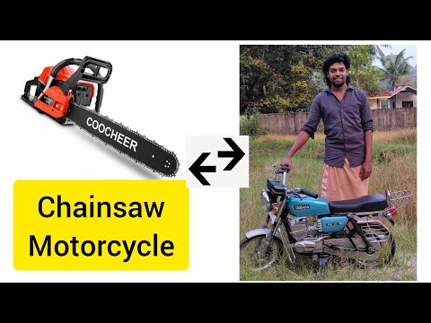 Homemade chainsaw motorcycle/yamaha rx100/two stroke bike/modified bike/handmade/Kerala design