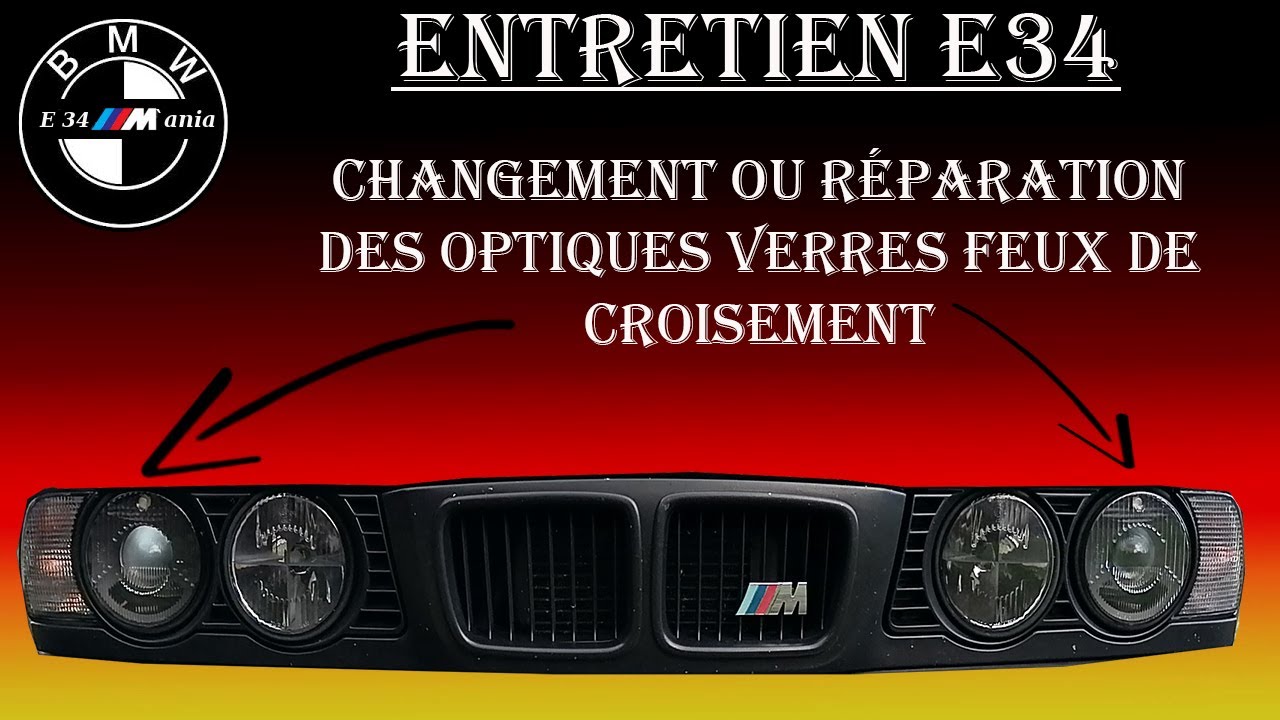 Verre optique de phare avant, BMW E34