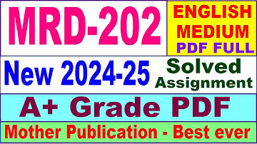 MRD 202 solved assignment 2024-25 in English || mrd 202 solved assignment 2025 || mrd202 2024-25