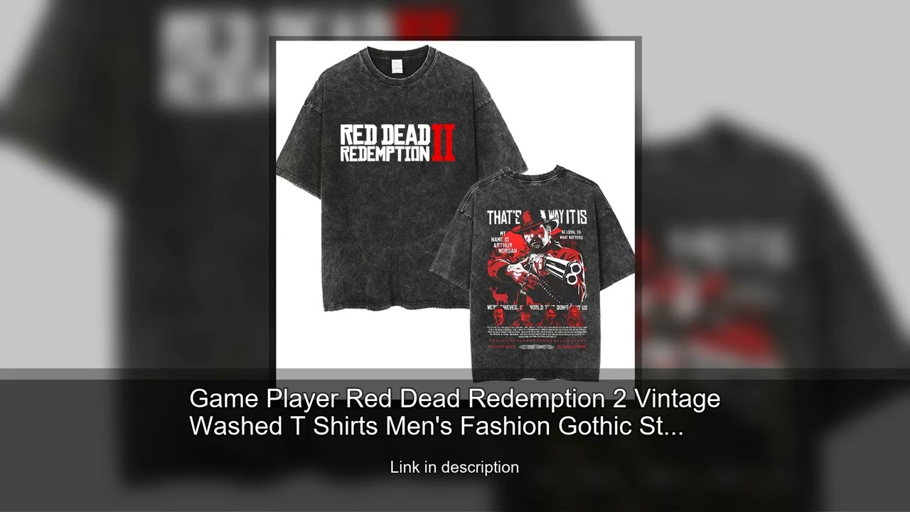 Game Player Red Dead Redemption 2 Vintage Washed T Shirts Men's Fashion Gothic Style Tide Short
