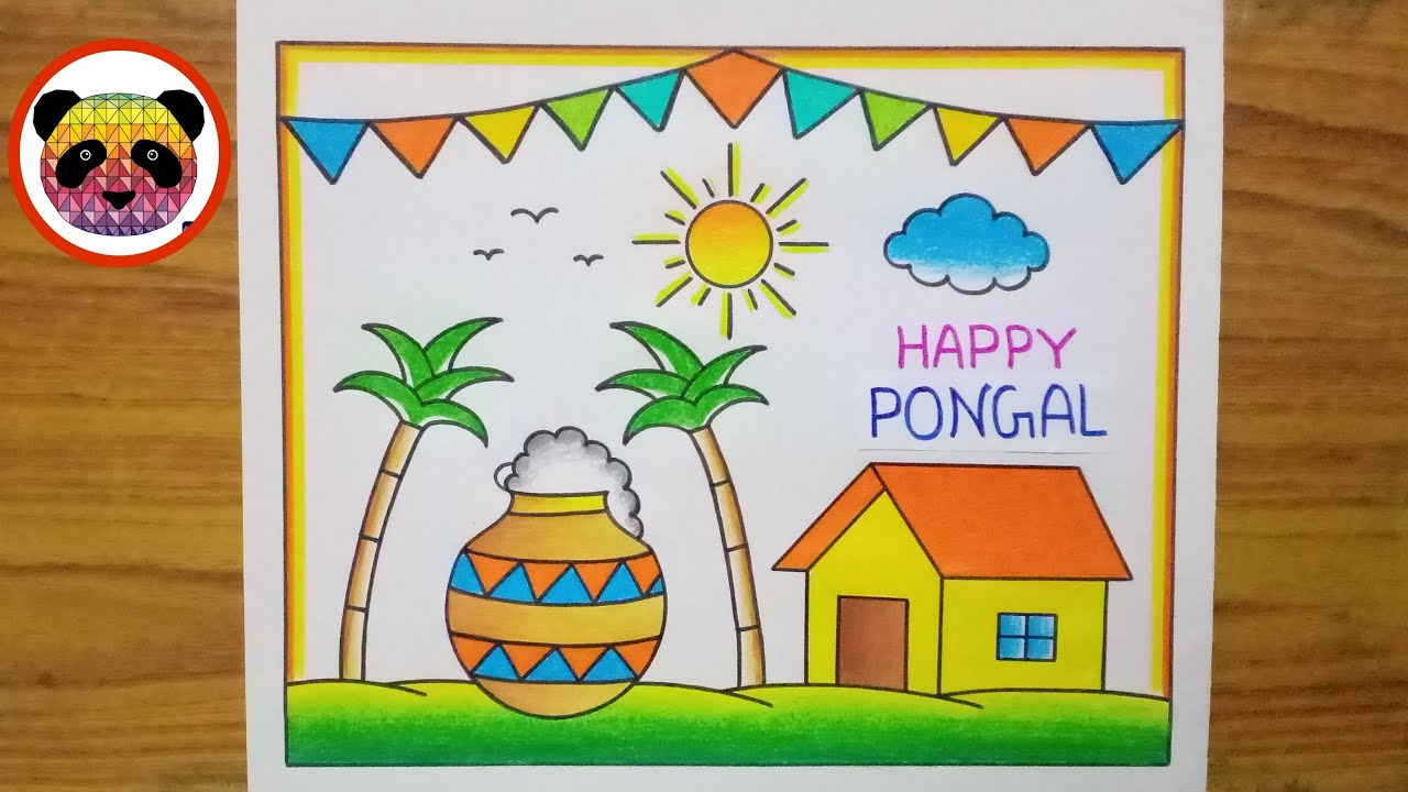 Pongal drawing easy/pongal festival drawing/pongal pot drawing/how to draw  pongal festival - YouTube