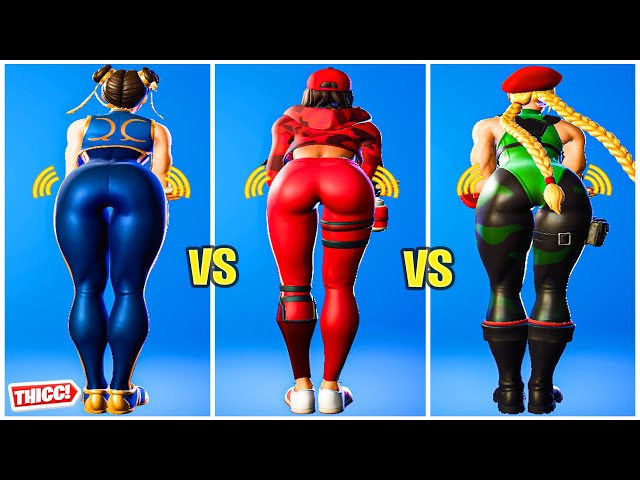 Cammy Skin Vs Chun-Li Skin Showcase with Emotes & Dances Fight ( 100% Sync  ) - Fortnite 