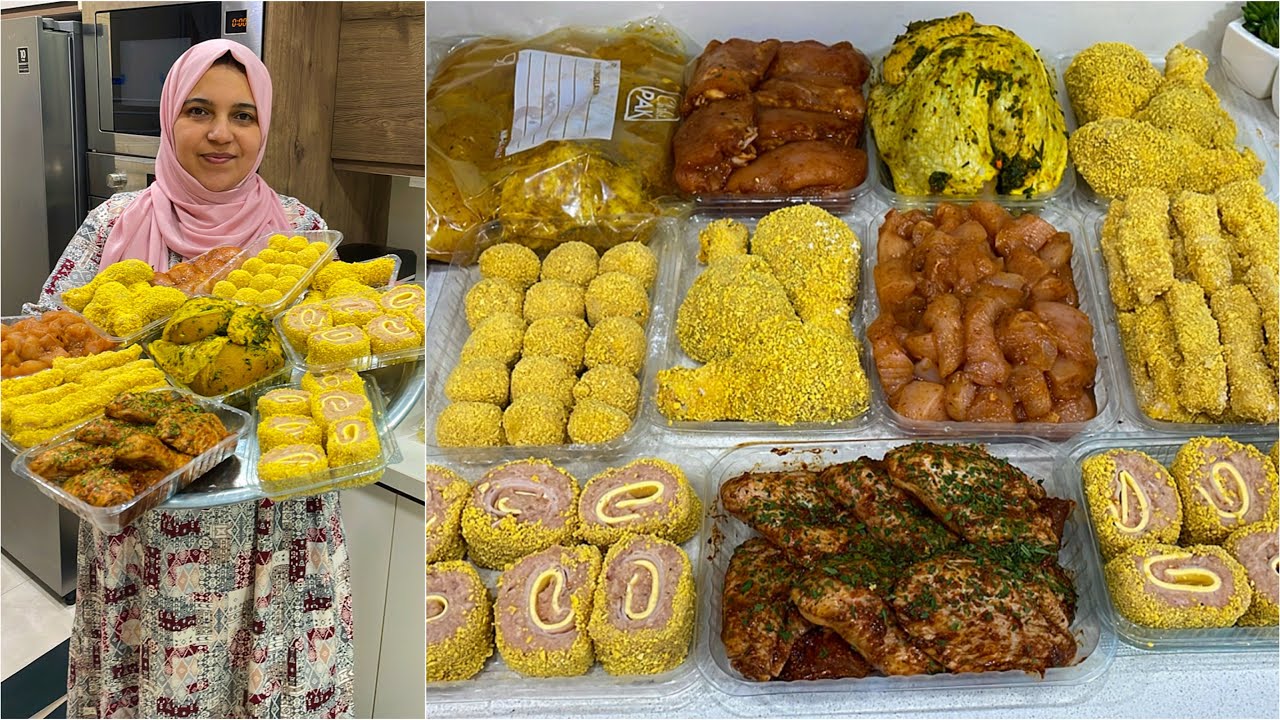 أول دفعة من تحضيرات رمضان 🌙طريقتي في غسل و تقطيع الدجاج مع أكثر من 10 تتبيلة مختلفة للدجاج