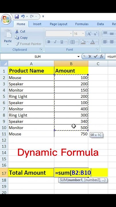 Dynamic Formula in Ms Excel #exceltricks #nbci #student #Excel # ...