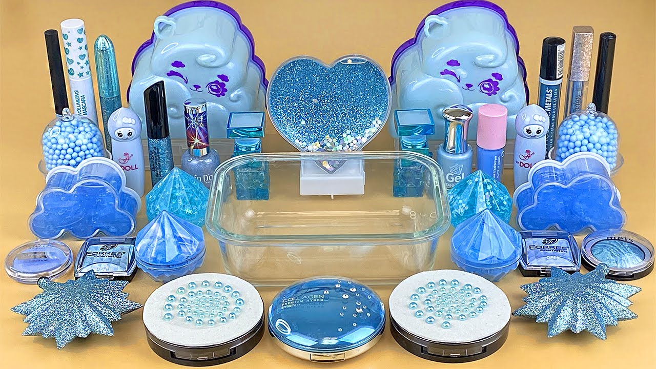 HEAVENLY SLIME | Mixing makeup and glitter into Clear Slime | Satisfying Slime Videos 1080p