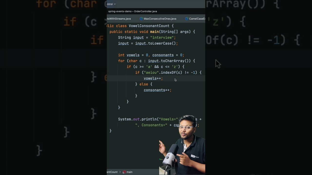 Find Vowels & Consonants In String ✅ Interview Question 