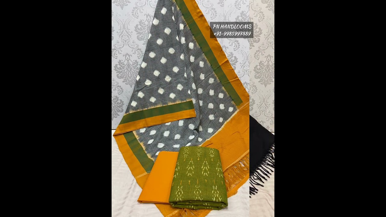 Pochampally Double Ikat Cotton dress materials #dresses #dressmaterial #ikkat #cottondressmaterials