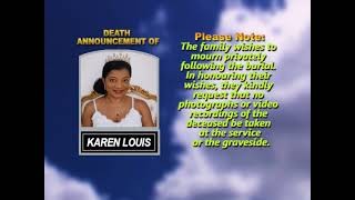 Karen Louis  ~ Short Obituary