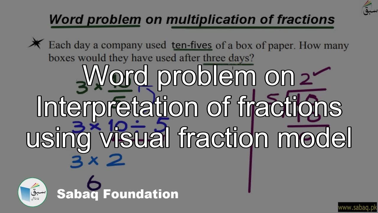 Word problem on Interpretation of fractions using visual fraction model ...