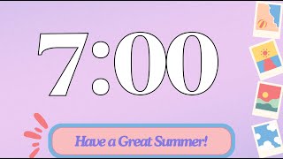 7 Minute Cute Classroom Timer | Happy Summer Timer | (No Music, Electric Piano Alarm at End)