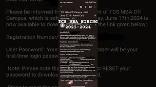 TCS MBA HIRING 2023- 2024 #tcs #tcs_pattern #tcshiring #mnchiring #itjobs2024#itjobs