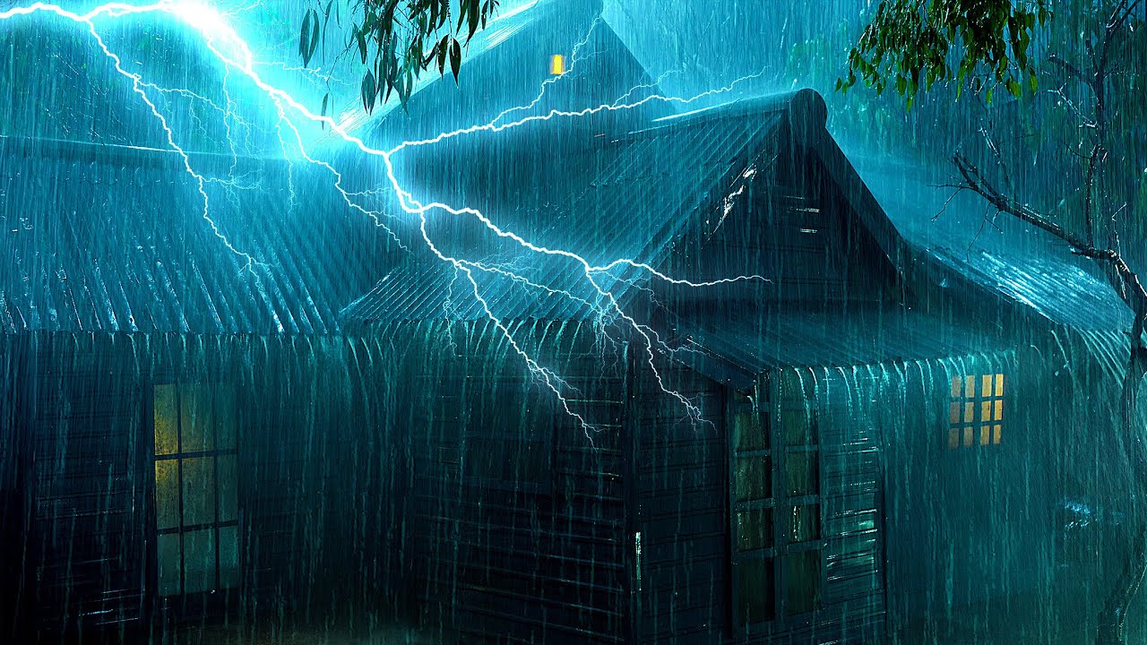 Relax and Sleep Instantly with Heavy Rain & Fierce Thunder Striking the Tin Roof