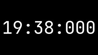 Countdown timer 19 minutes, 38 seconds [19:38:000] - White on black with milliseconds