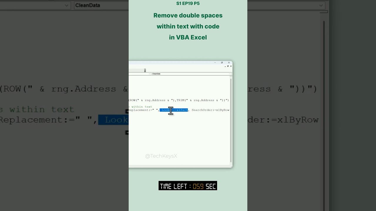 Remove double spaces within text with code in VBA Excel - S1 EP19 P5  