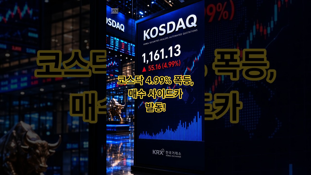 코스닥 4.99% 폭등, 매수 사이드카 발동!  #기관 #외국인 #광통신 #로봇 #반도체