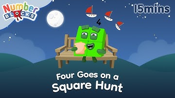🌙📚 Four Goes on a Square Hunt: Kids Bedtime Story Adventure 🟩✨| 123 Learn to count | Numberblocks