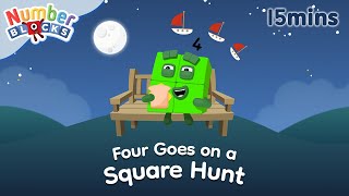 🌙📚 Four Goes on a Square Hunt: Kids Bedtime Story Adventure 🟩✨| 123 Learn to count | Numberblocks