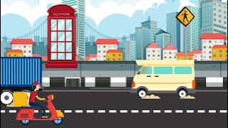 Background Animasi Bergerak Jalan Raya Perkotaan