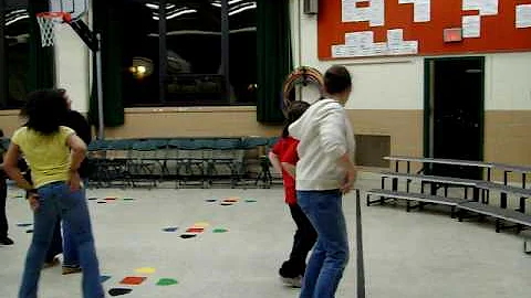 Deidra line dancing at school to "Macarena"