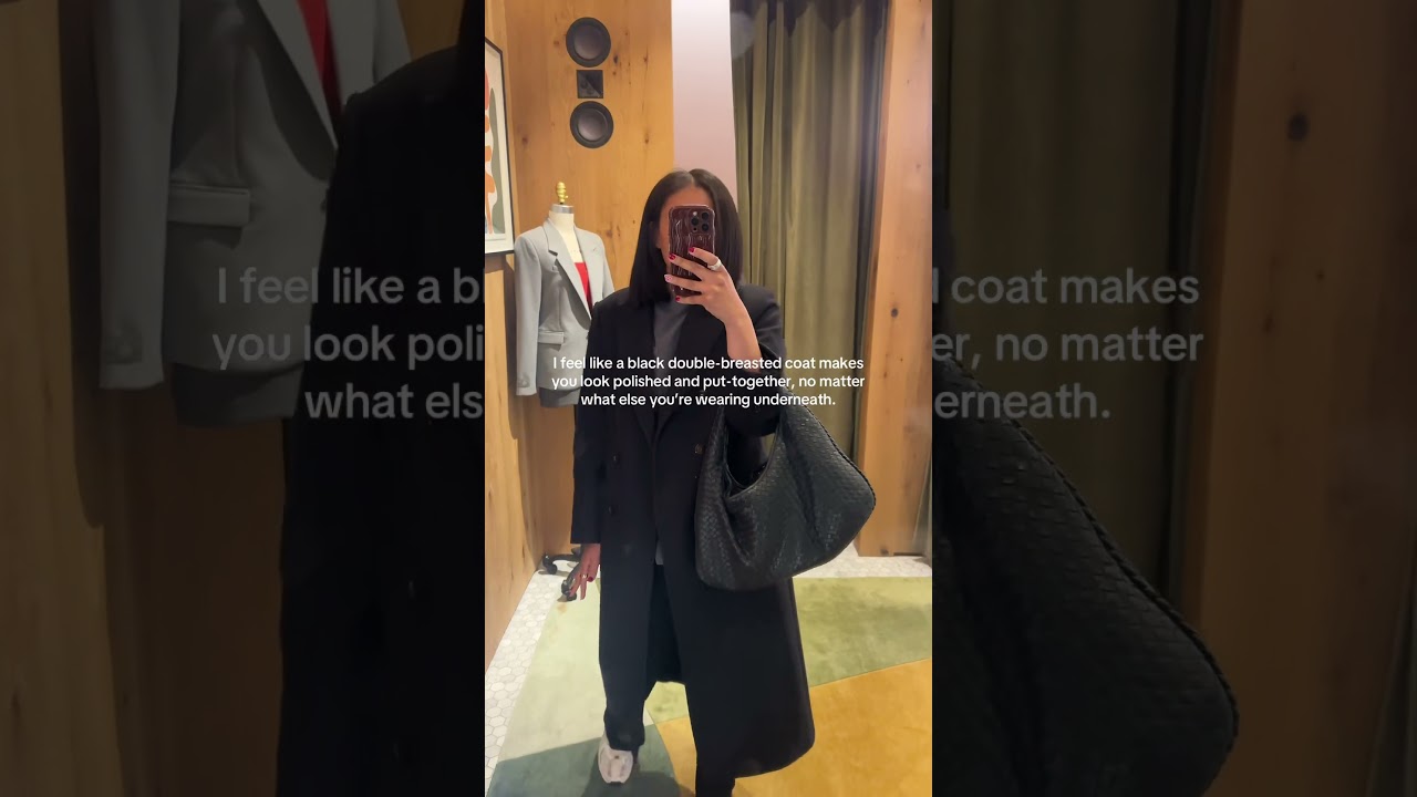 Double Breasted Black Wool Coat 🫶🏽