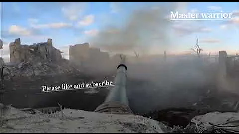 T72 B3 tank  blasting Ukrainian target in bukhmat