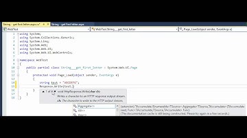 C# -  ASP NET  - String -  get first character letter of a string