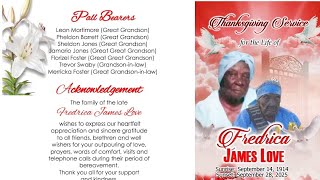 Thanksgiving Service For Fredrica James Love 