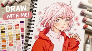 Draw with me / Marker Art 'Cherry Blossom' Process / Ohuhu 320 Alcohol Brush Markers