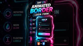 The animated border login form using HTML CSS and JS|#shorts #coding #programming #webdevelopment