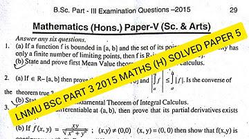 lnmu part 3 maths solution paper 5 2015 | lnmu part 3 mathematics honours solved paper 5 2015 | lnmu