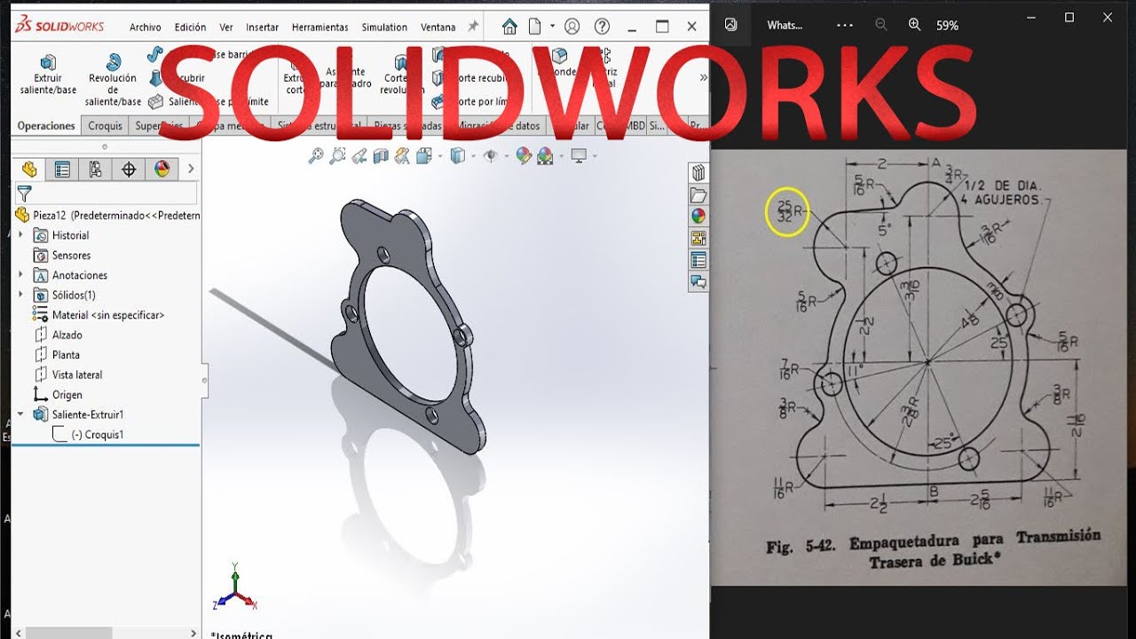 🔩🔧Tutorial de SolidWorks - Empaque de trasmisión / Tutorial for ...