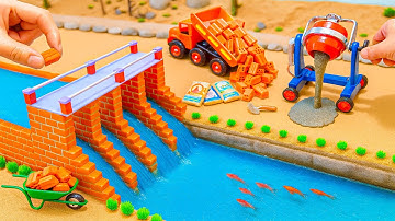 DIY Mini Truck Builds a Brick & Concrete 4 Compartment Dam with bricks to prevent landslides