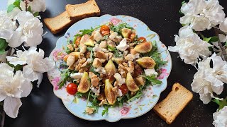 Салат с Инжиром и Козьим Сыром. Salad with Figs and Goag Cheese.