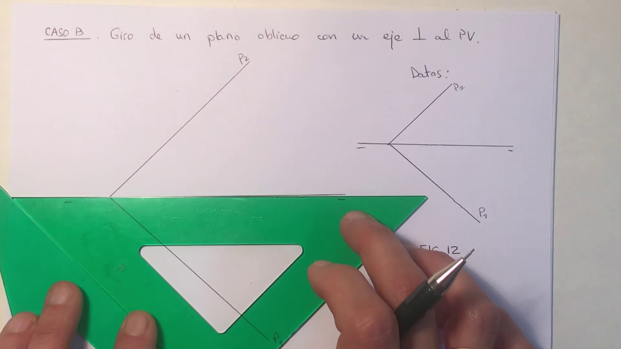 SDO. Giro de un plano oblicuo con un eje horizontal. Fig. 12