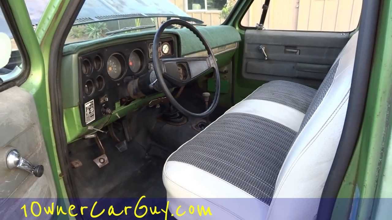 75 Chevrolet K10 Custom Deluxe Stepside Pickup Truck Project 350 Interior Motor Video 2