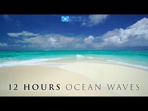 12 HOUR 4K Ocean Waves Video & Sounds: Perfect Beach Scene \
