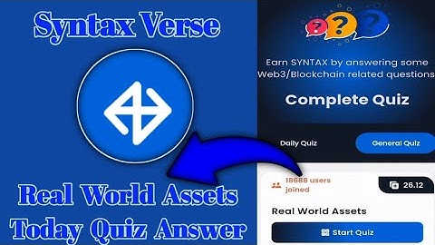 Syntax Verse General today quiz answer| Real World Assets Quiz Answer