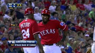 2013/08/18 Profar steals third