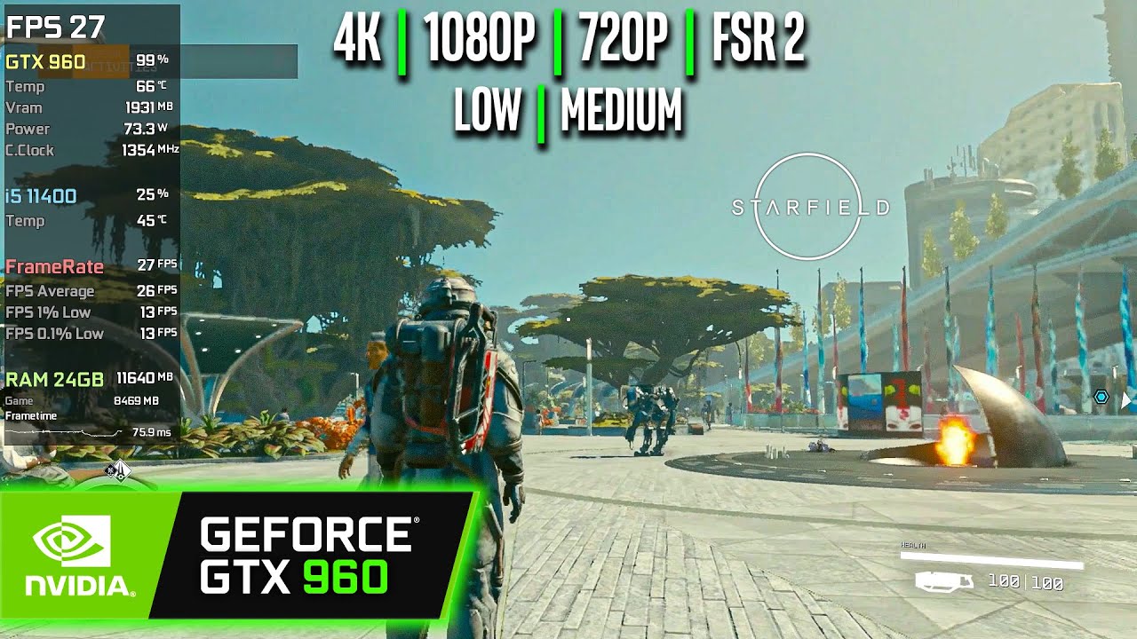 GTX 960 | Starfield - 4K, 1080p, 720p, FSR 2 - Low, Medium