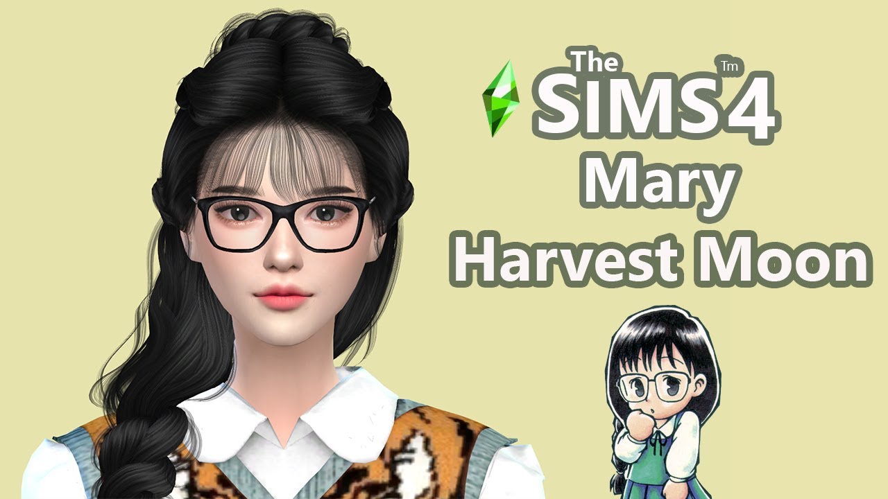 สร้างตัวละคร harvest moon สาวบรรณารักษ์ในเกม The sims 4 (Speed Build and CC List)