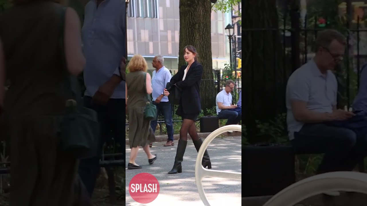 Dakota Johnson And Eddie Cahill Film A Scene At The "Materialists" Set In New York