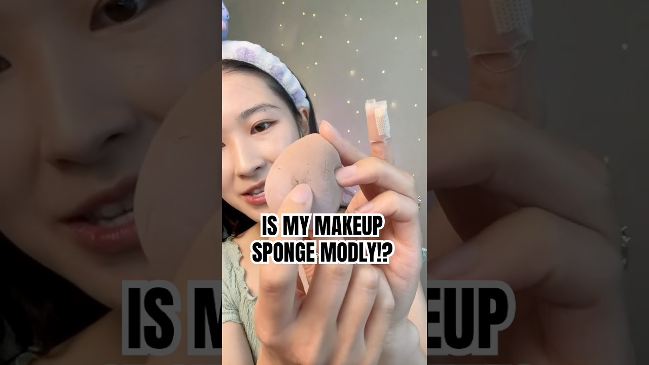 Cutting open my makeup sponge to see if it's moldy 