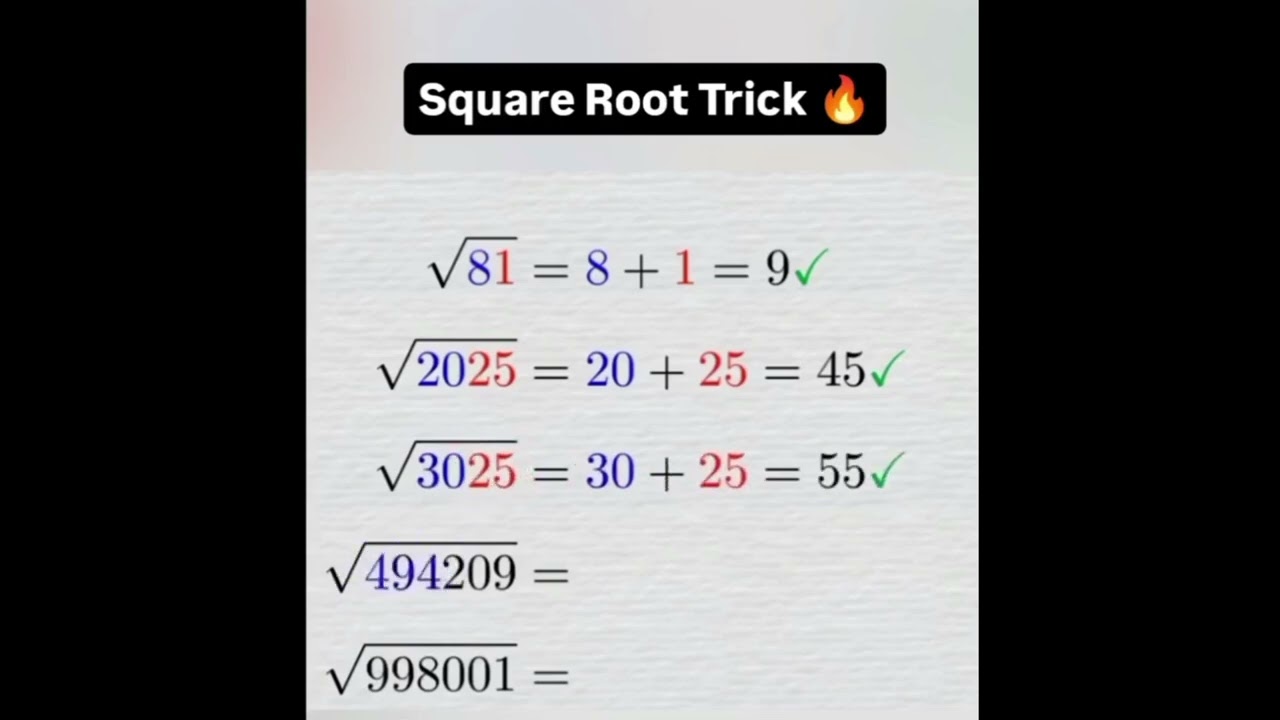 Squar root trick | How to find squar root on easy way 
